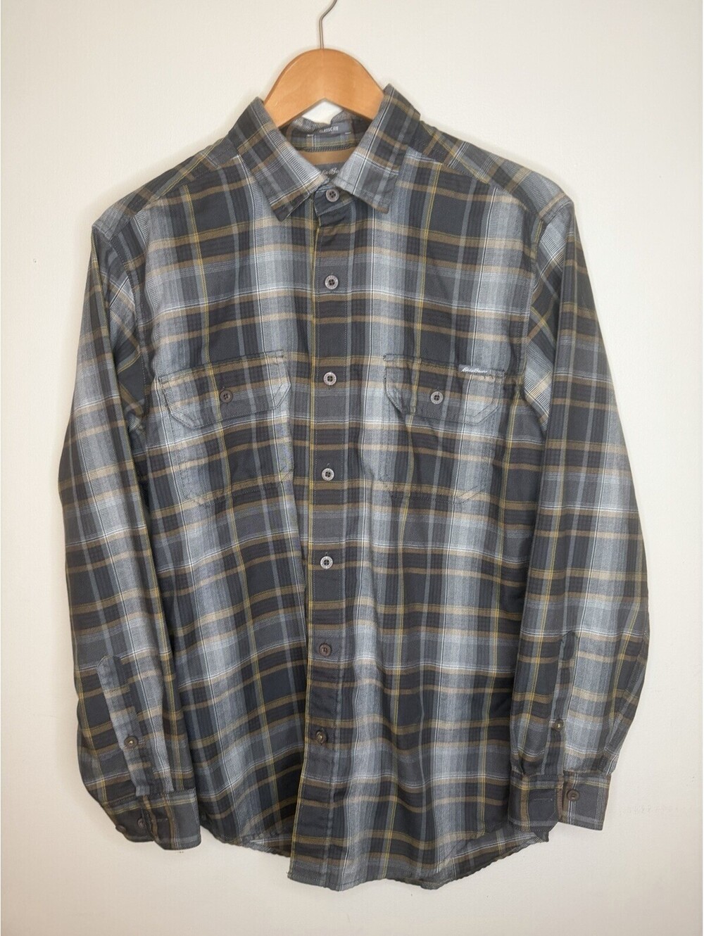 Eddie Bauer Mens Travex Plaid Long Sleeve Button Up Shirt Size Small